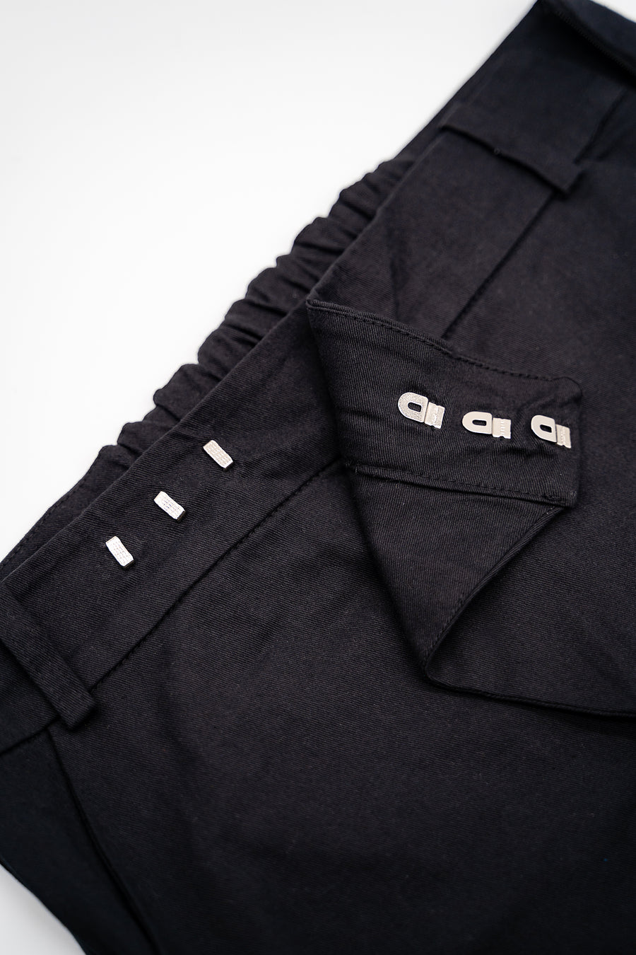 Close up of black trouser wrap