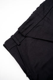 Close up of black trouser wrap when closed